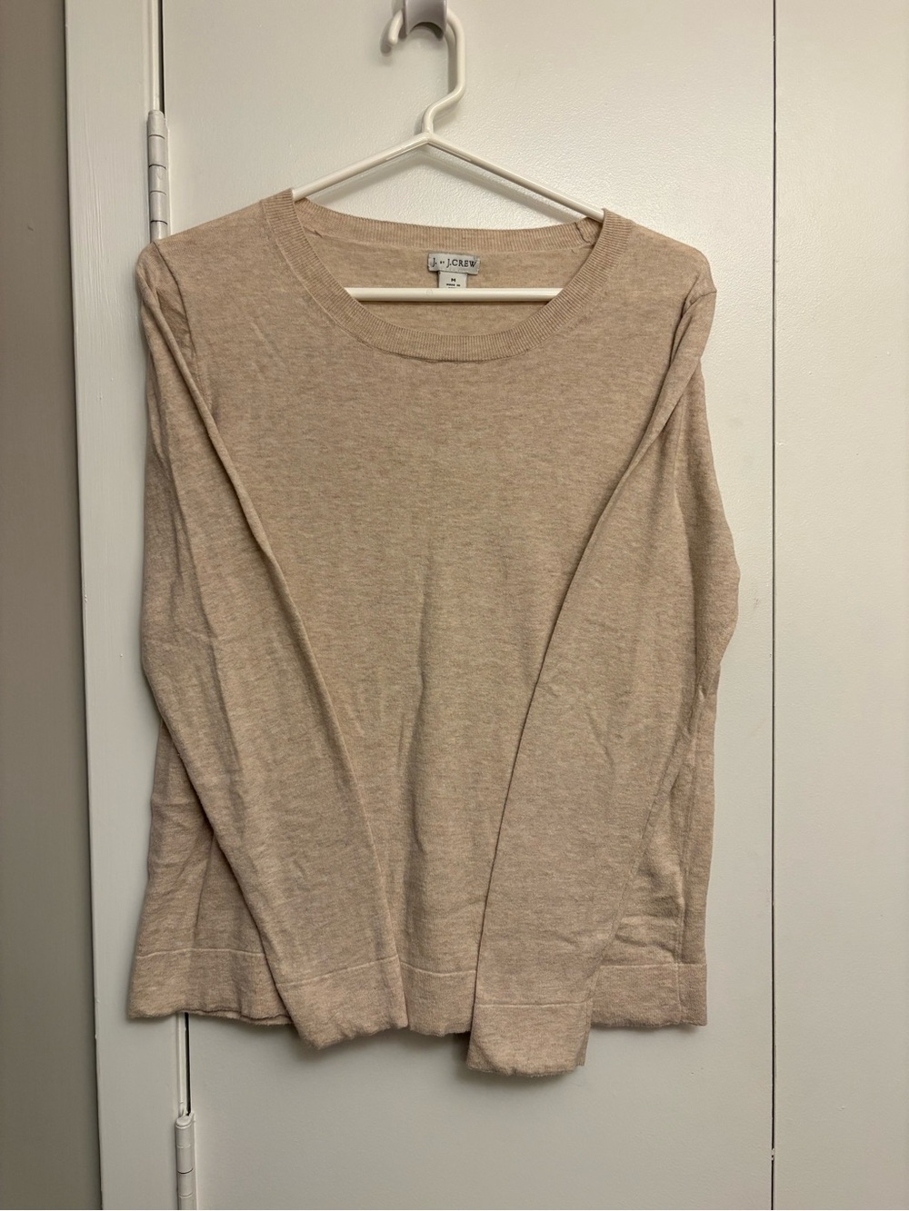 J. Crew Lightweight Long-Sleeve Crewneck Sweater in Tan